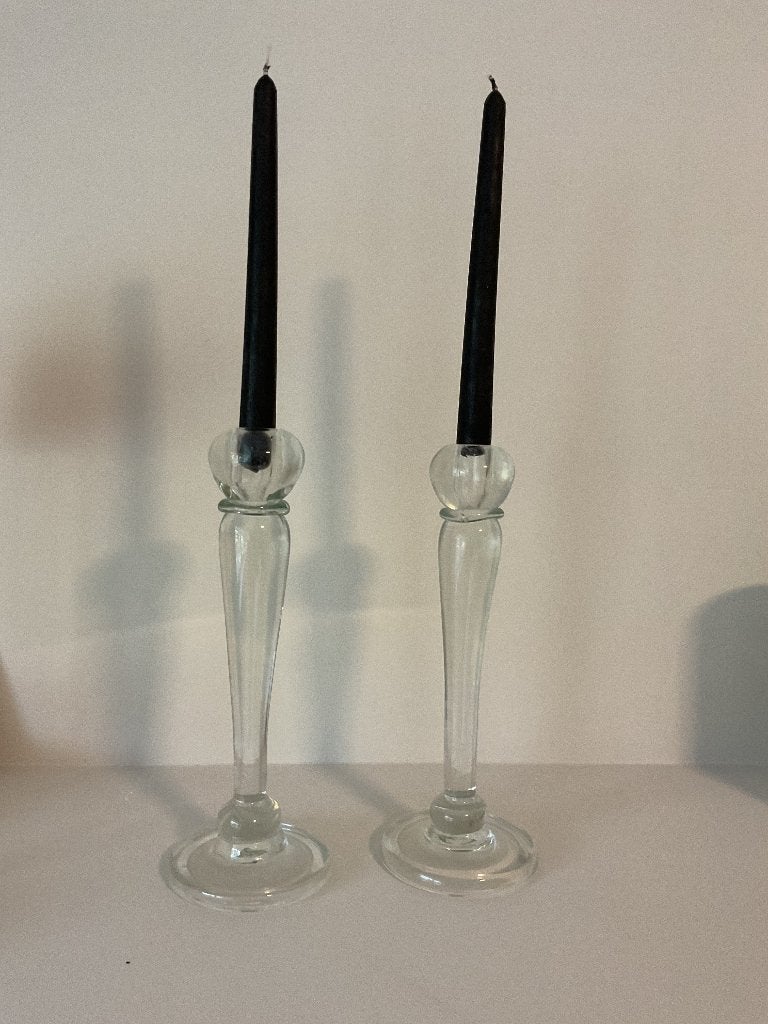 2 glazen kandelaars, Ophalen, Glas