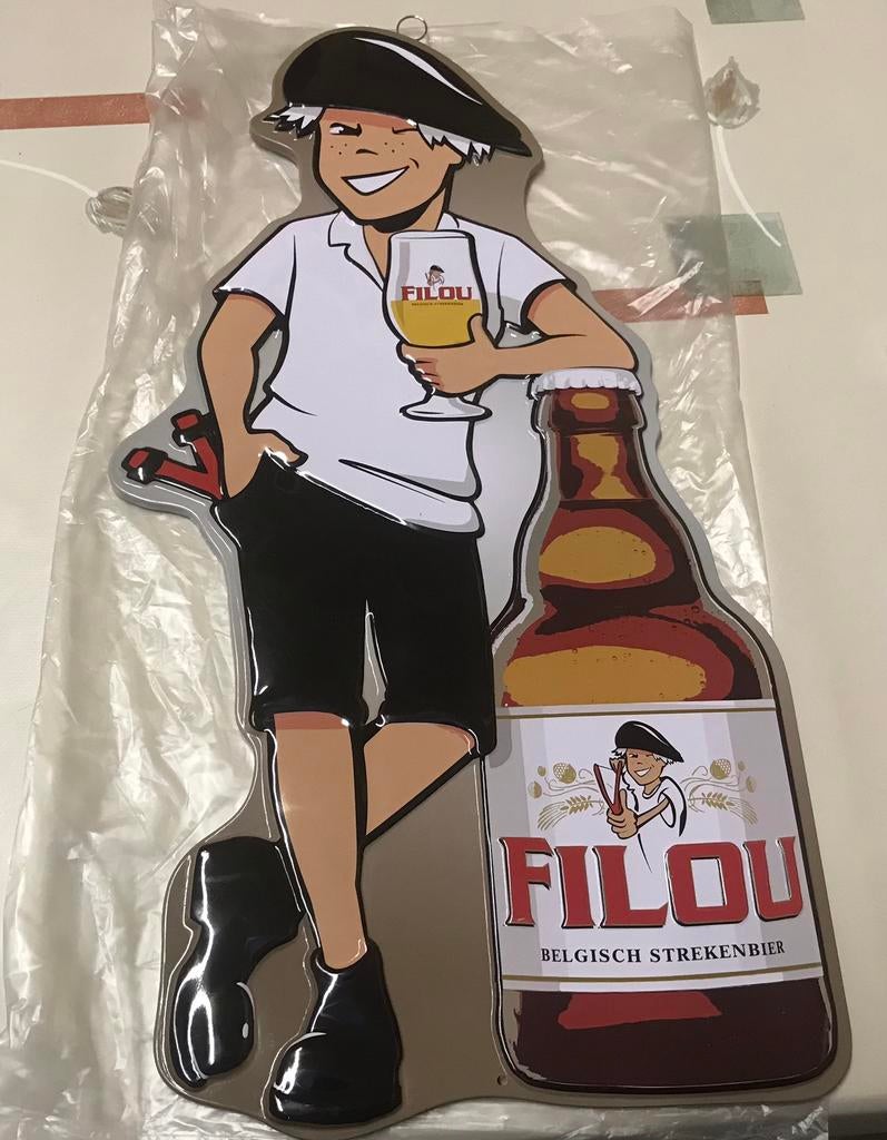 Filou bier reclamebord metaal, Verzamelen, Ophalen of Verzenden, Nieuw, Reclamebord