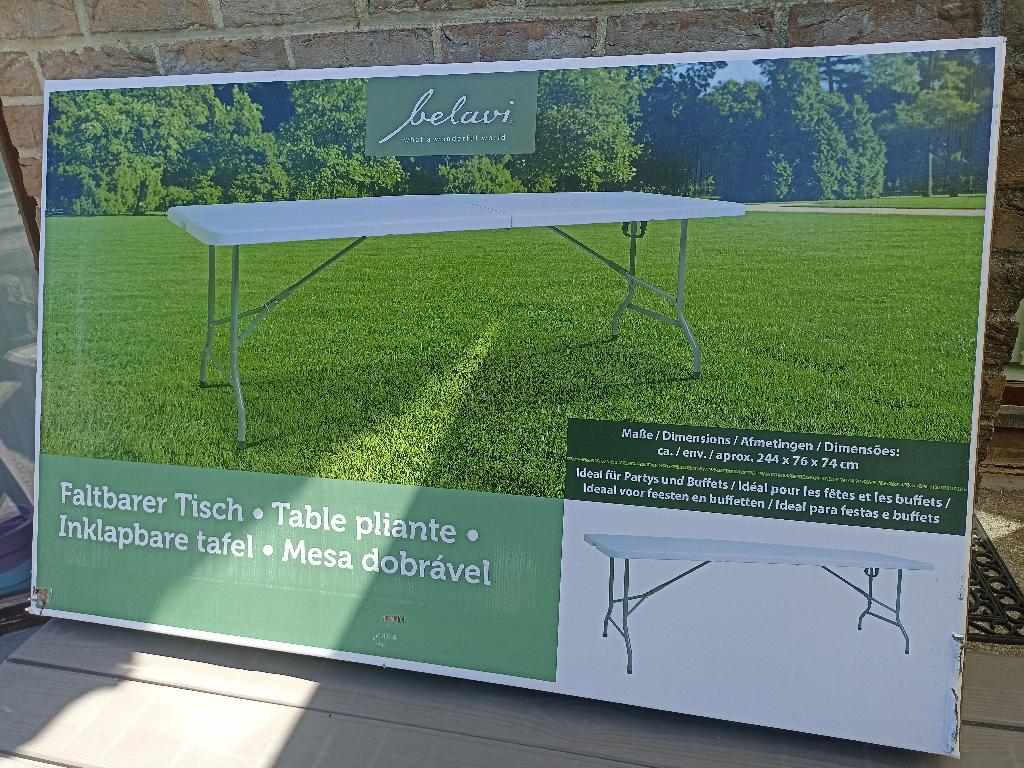 Table pliante, neuve, de grande dimension 244  76  74 cm, Jardin & Terrasse, Enlèvement, Neuf, Rectangulaire