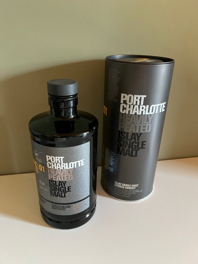 Port Charlotte MRC:01 2010 – lege fles + originele koker, Verzamelen, Wijnen, Verzenden, Gebruikt, Overige gebieden, Overige typen