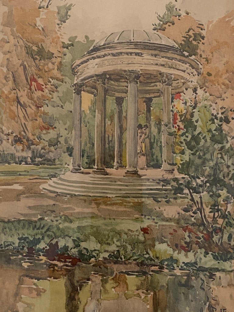 Schilderij - Gesigneerd en ingelijst schilderij onder glas, Ophalen of Verzenden, Klassiek, Achter glas, Landschap