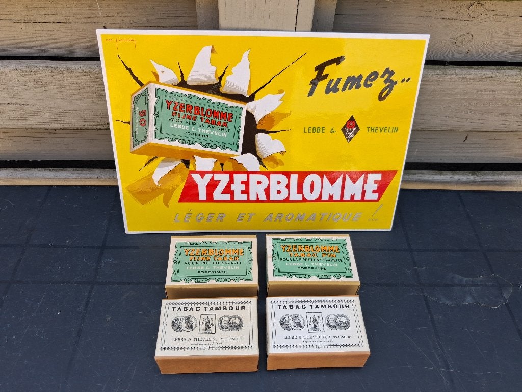 lebbe & thevelin poperinge. kartonnen bord  1958., Verzamelen, Merken en Reclamevoorwerpen, Ophalen of Verzenden, Zo goed als nieuw