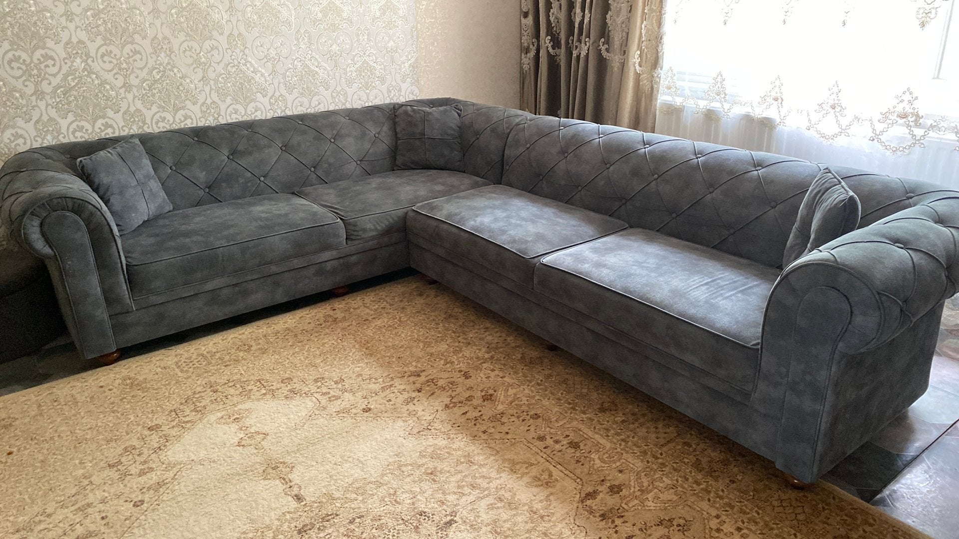 Grand beau canapé gris foncé 2m35 a 3m, Enlèvement, Utilisé