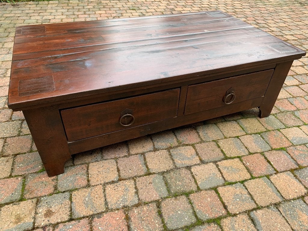 Landelijke, antieke, robuuste, massief eiken salontafel, 100 à 150 cm, Enlèvement, 50 à 100 cm, Chêne