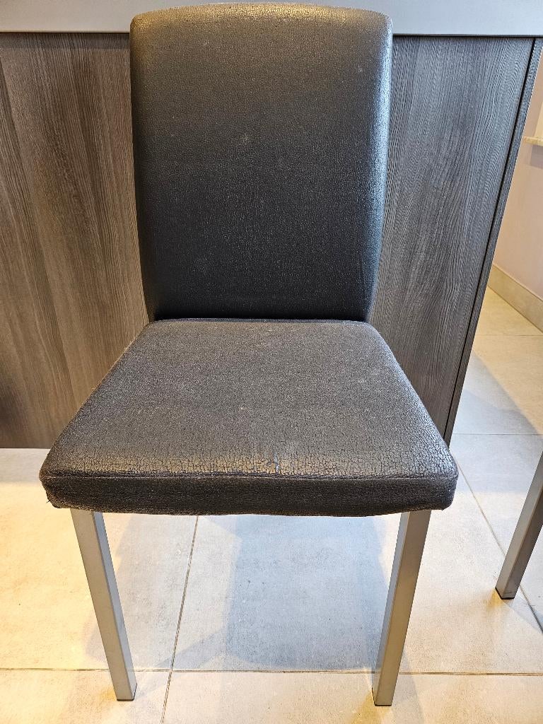 6 keukenstoelen - gratis, Ophalen, Overige materialen, Gebruikt, Grijs