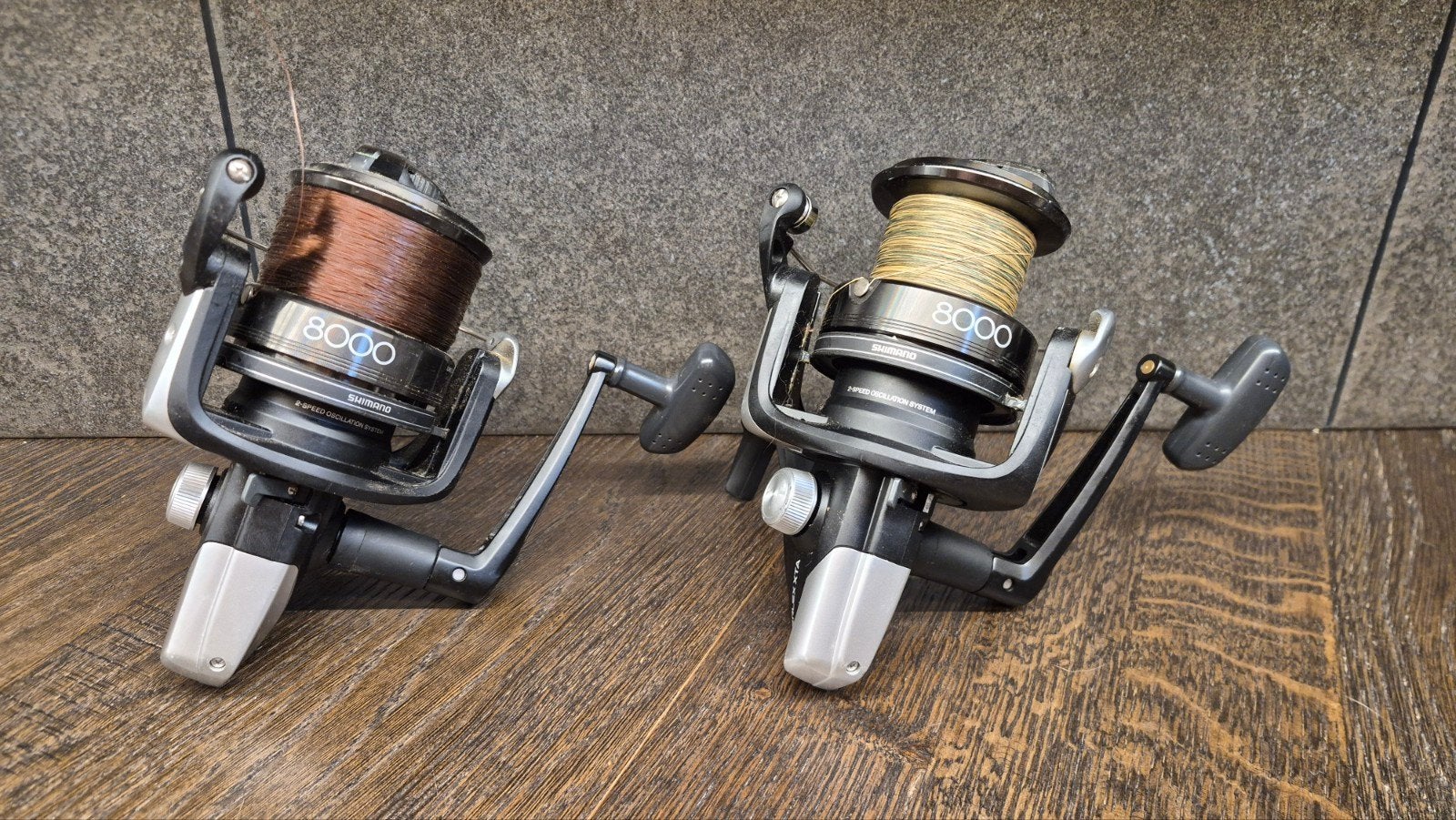 2 Shimano Aerlex XTA 8000 molens te koop, Ophalen of Verzenden, Gebruikt, Werphengel