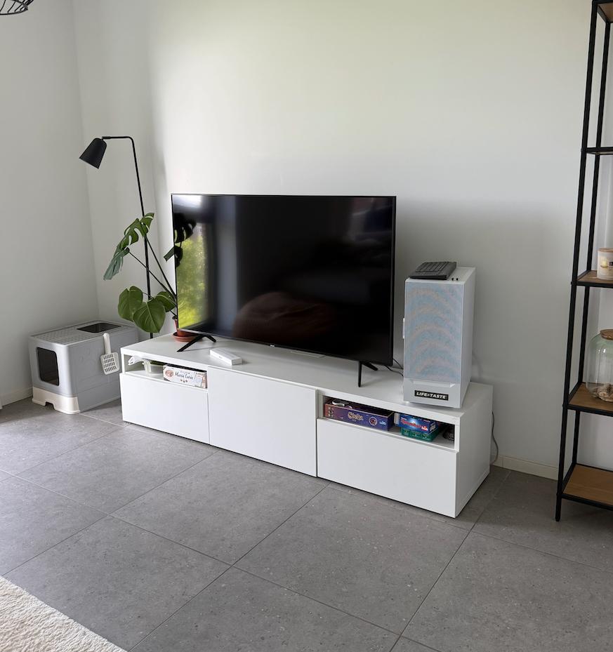 Meuble TV BESTA blanc moderne avec rangement, 25 à 50 cm, Moins de 100 cm, 150 à 200 cm, Comme neuf