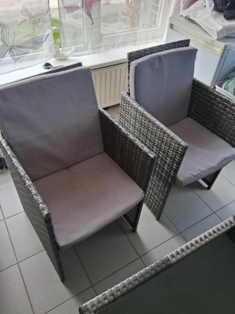 Tuintafel+ stoelen tecktake, Tuin en Terras, Tuintafels, Ophalen, Zo goed als nieuw, Vierkant, Overige materialen