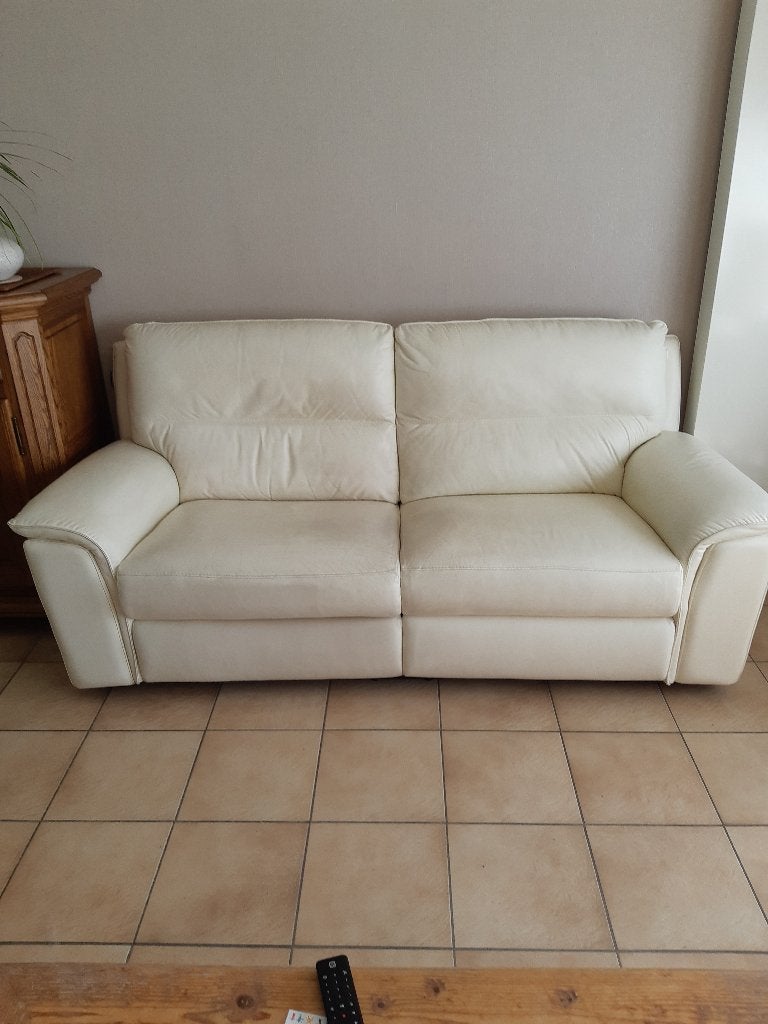 Lederen 2 zit met 2 elektrische relaxen, Chateau d'ax, Ophalen, Gebruikt, 150 tot 200 cm, Tweepersoons