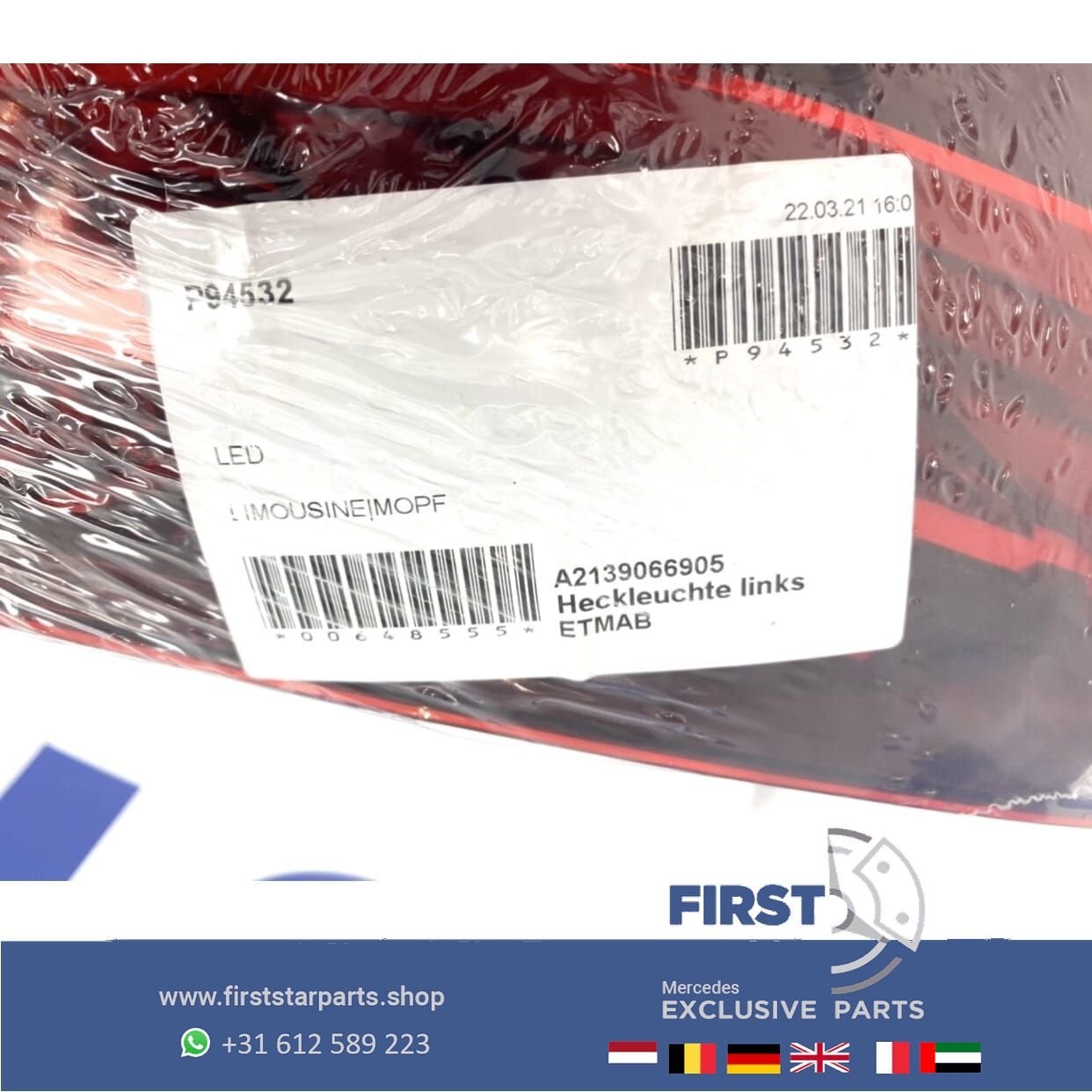 W213 FACELIFT ACHTERLICHT COMBINATIE LINKS E KLASSE 2021 ori, Utilisé, -, -, Enlèvement ou Envoi