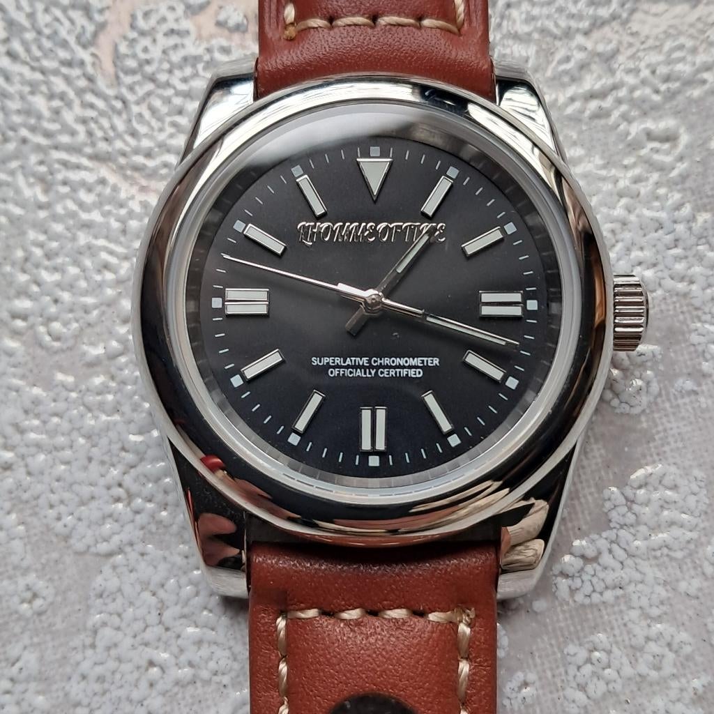 LHOMME OF  TIME, Overige merken, Leer, Staal, Polshorloge