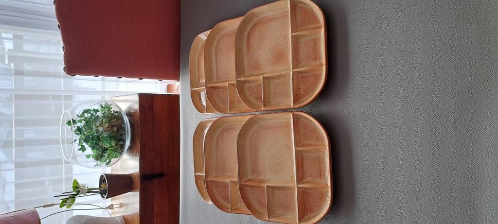 6 assiettes fondues à  compartiments en terre cuite ., Enlèvement, Neuf