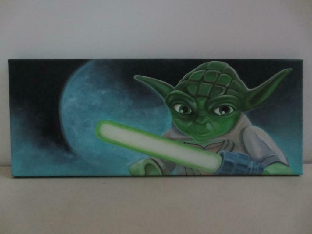 Handgeschilderd Yoda Star Wars schilderij, Enlèvement ou Envoi
