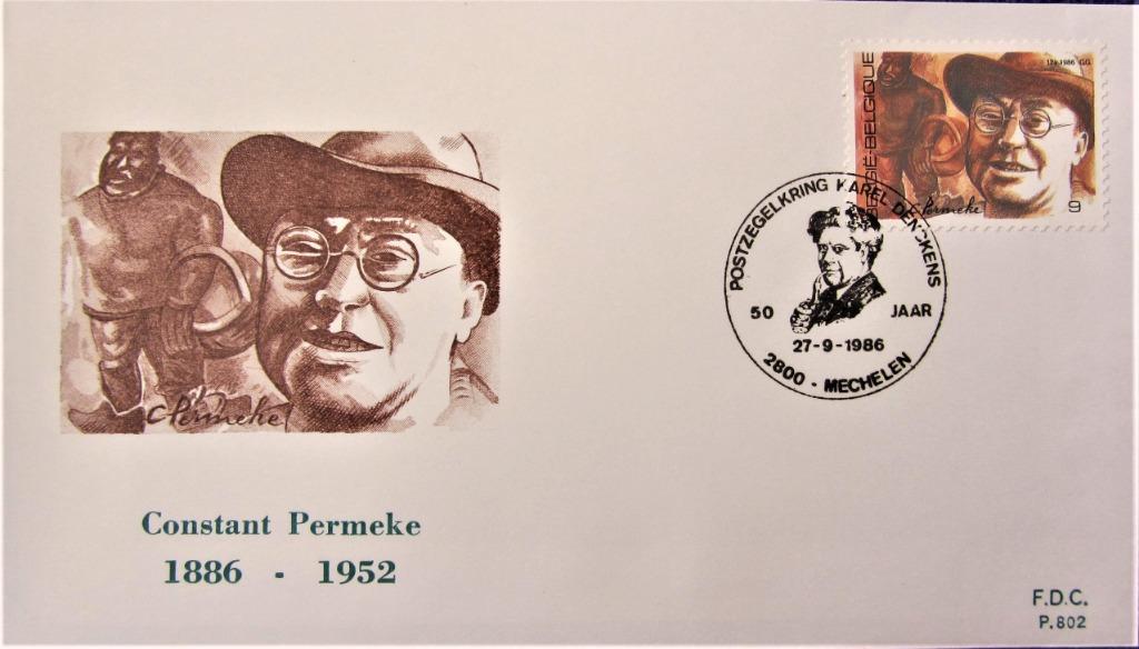 FDC -  SCHRIJVERS- DICHTERS- CONSTANT PERMEKE, Enlèvement ou Envoi, Affranchi, Autres thèmes