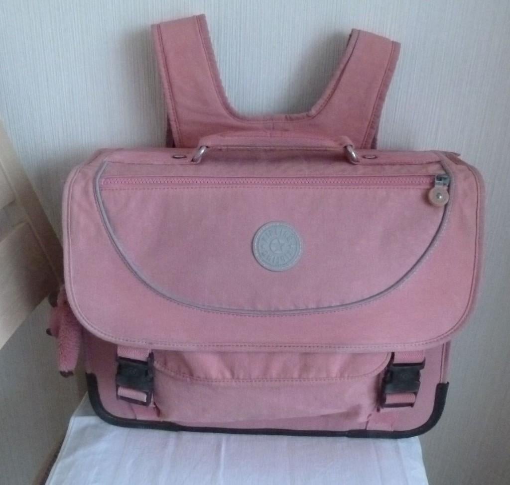 Kipling roze schooltas 6/12 jaar + aap, Handtassen en Accessoires, Tassen | Schooltassen, Gebruikt, Aktetas of Boekentas, 40 tot 50 cm