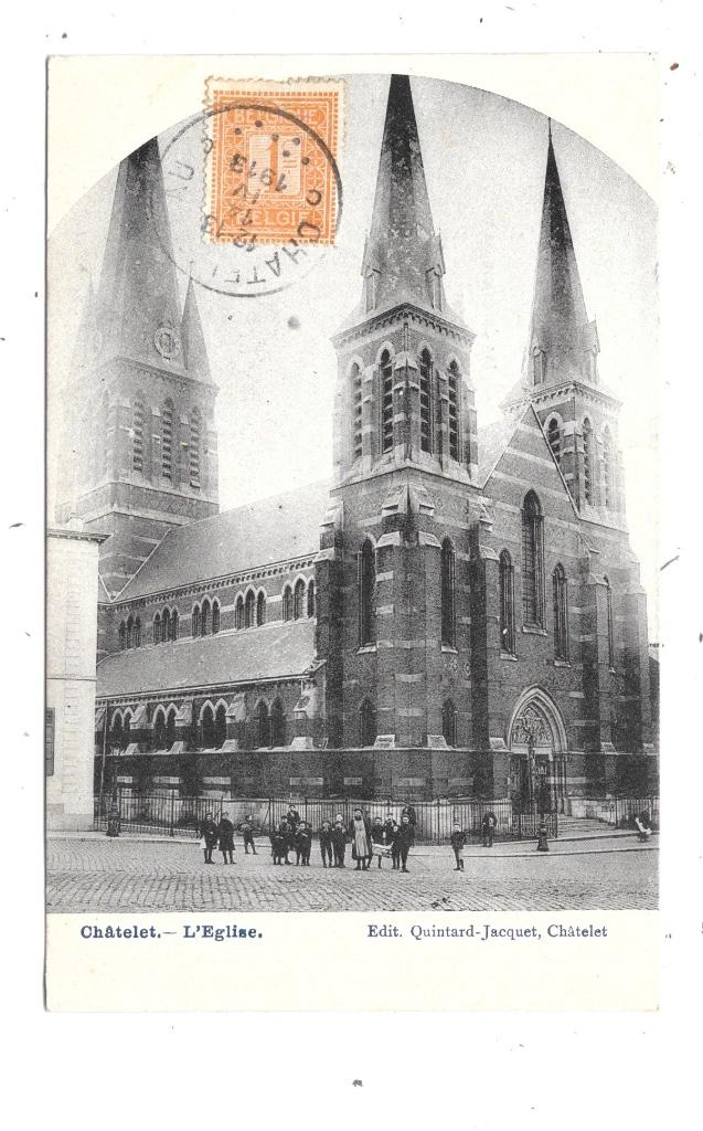 Châtelet NA201: L'Eglise 1913, Enlèvement ou Envoi, Avant 1920, Affranchie, Hainaut