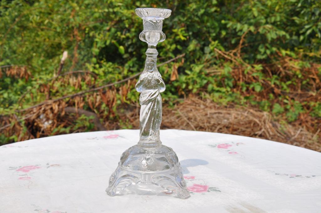 §  bougeoir christ au sacre coeur en verre moulé (3), Enlèvement ou Envoi