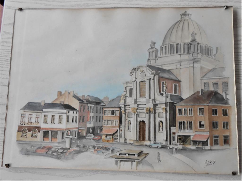 kleine lijst - tekening - gesigneerd - jaar 76, Antiek en Kunst, Kunst | Tekeningen en Fotografie, Ophalen of Verzenden
