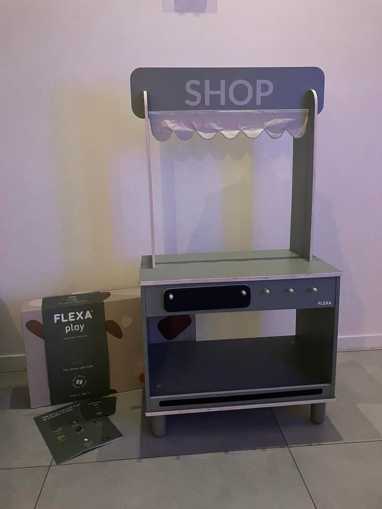 Speelwinkel en café - hout - FLEXA play, Kinderen en Baby's, Speelgoed | Houten speelgoed, Ophalen, Zo goed als nieuw, Meubelstuk of Keukentje