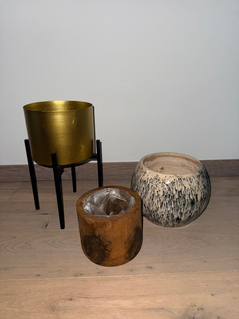 Decoratieset: bloempotten, kandelaars & waxinelichthouders, Ophalen, Zo goed als nieuw