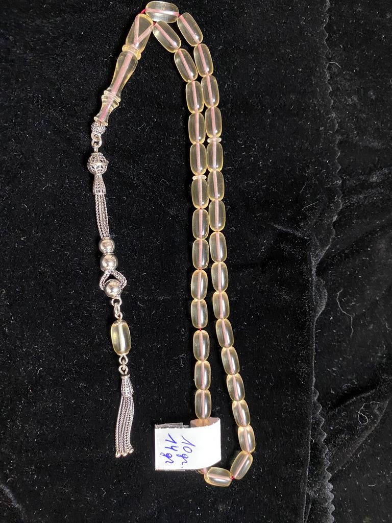 Tesbih tespih amber damla kehribar zilver ketting, Ophalen of Verzenden