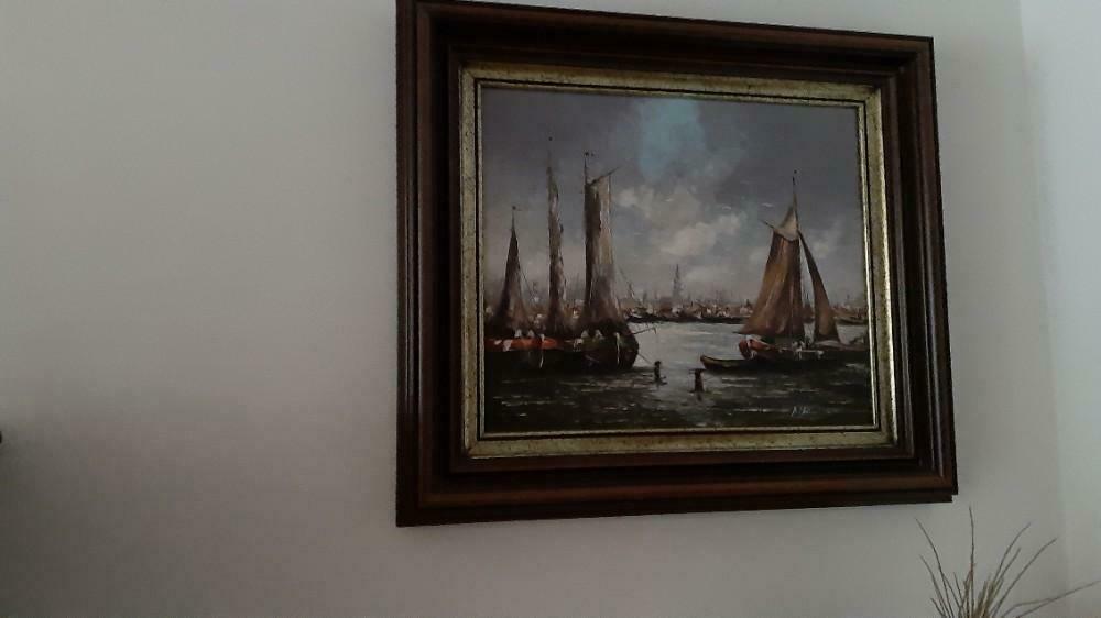 Schilderij haven, Ophalen of Verzenden