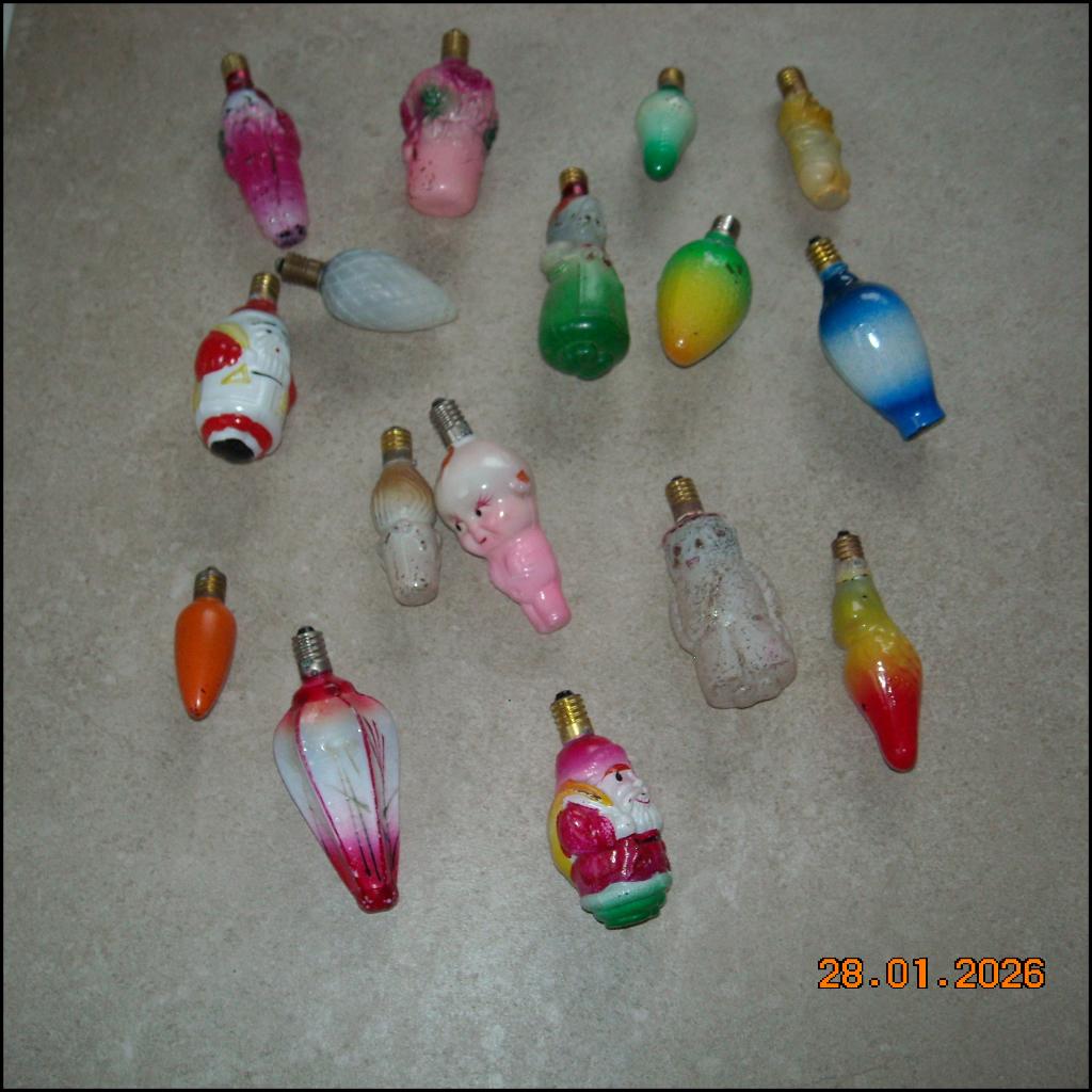 Oude vinyage retro figuur kerstlampjes, niet werkend, Vintage  retro  oud  vorige eeuw, Gebruikt, Minder dan 30 watt, Gloeilamp