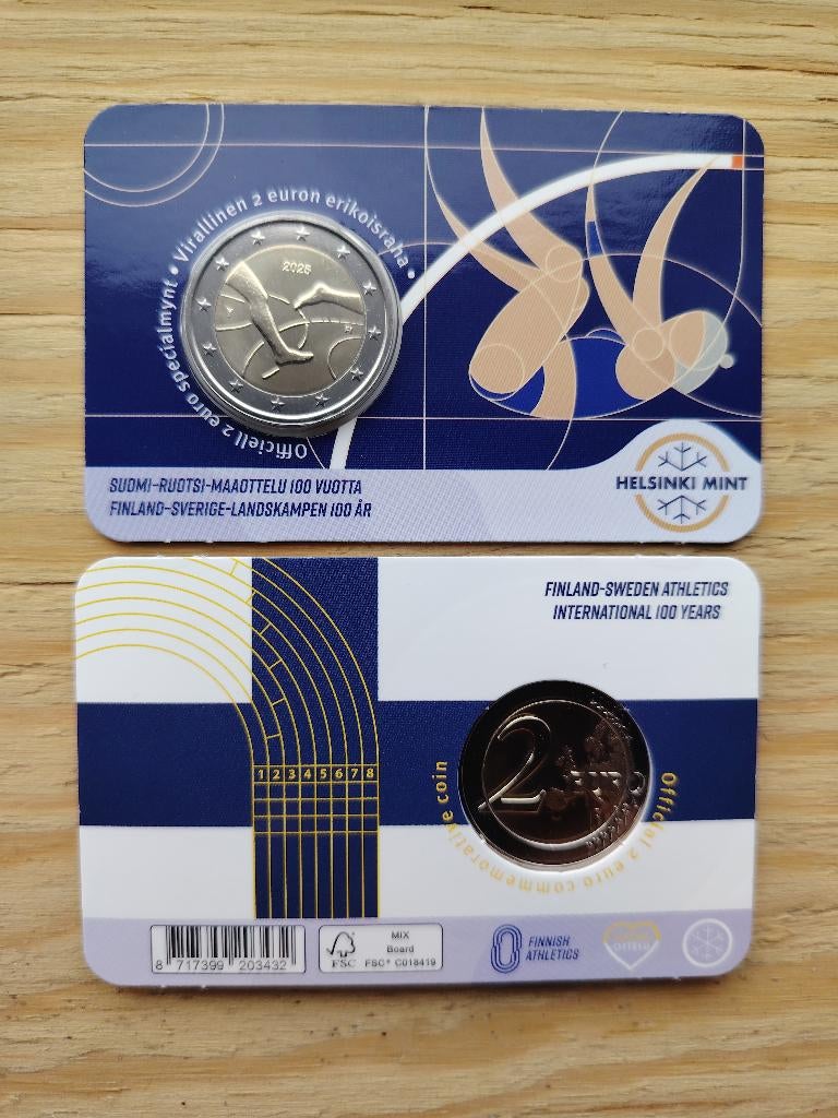 2 € commémo Finlande " jeux d'athlétisme " en coin card, Postzegels en Munten, Munten | Europa | Euromunten, Ophalen of Verzenden
