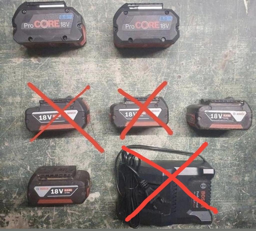 Bosch 18V-batterijen, Ophalen, Gebruikt