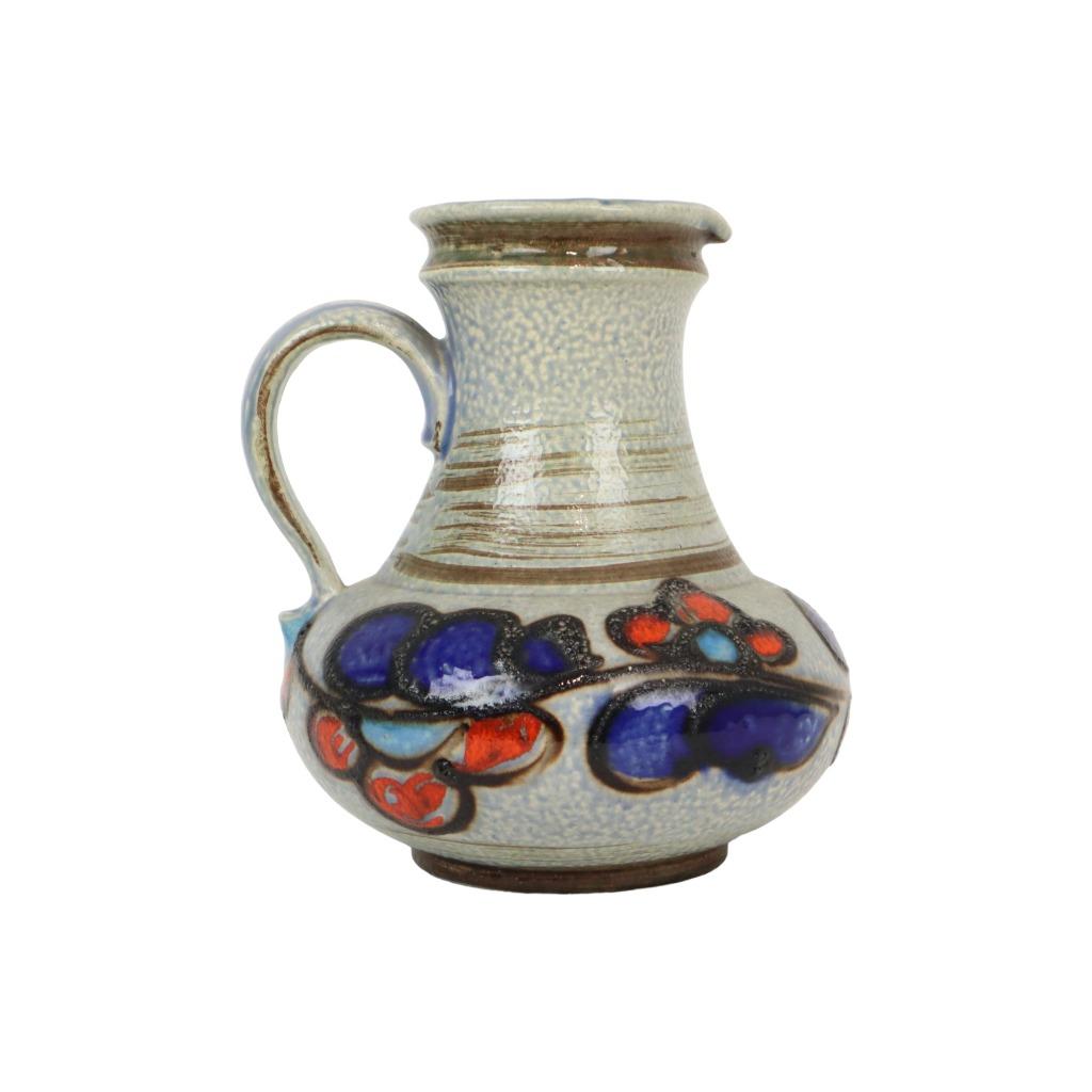 Blauwe Oranje Vintage Vaas West Germany Üebelacker Keramik, Enlèvement ou Envoi, Utilisé, Bleu