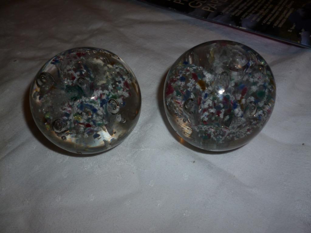 2 antieke glazen bollen van trapleuning vintage déco rétro, Ophalen of Verzenden