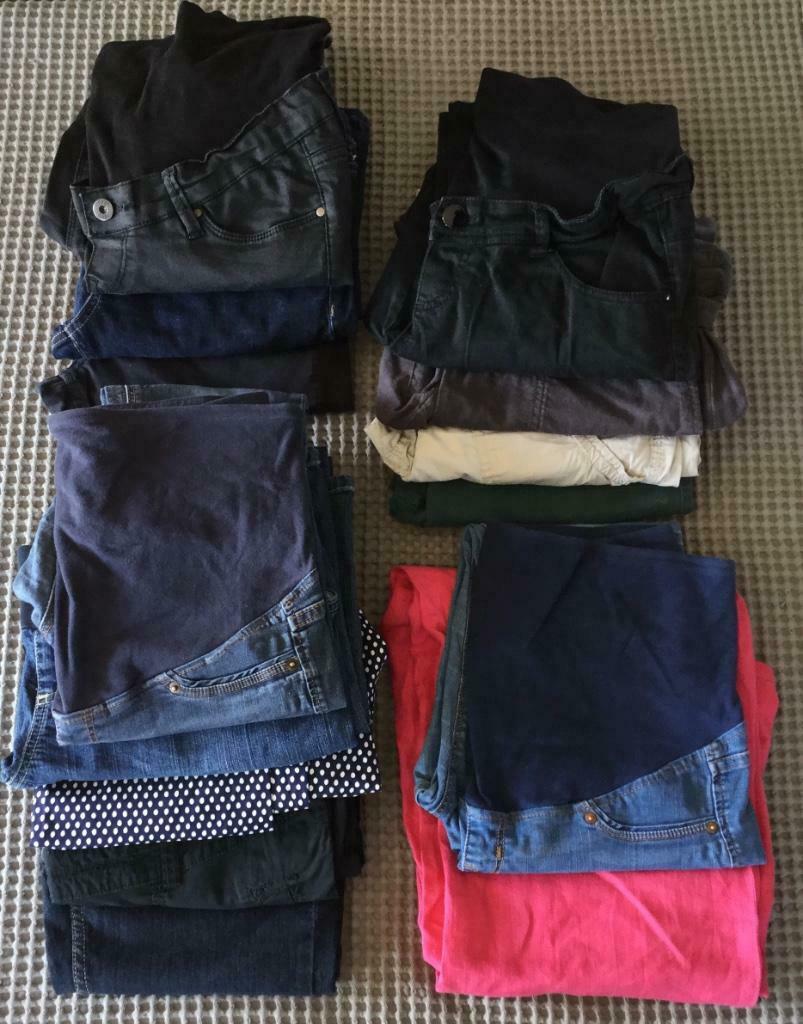 14 zwangerschapsbroeken (3 XS, 4 S, 5 M, 2 L), H&M, Ophalen of Verzenden, Gedragen, Broek of Spijkerbroek