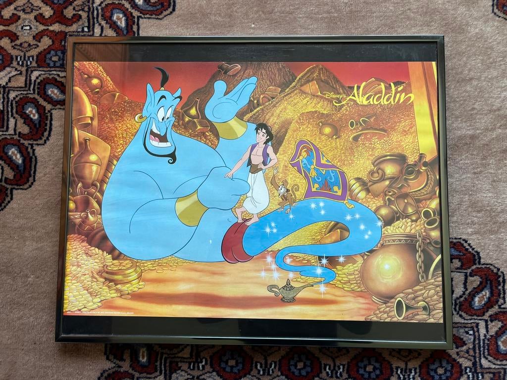 Ingelijste print afbeelding Aladdin Disney (51 x 41cm), Antiek en Kunst, Ophalen