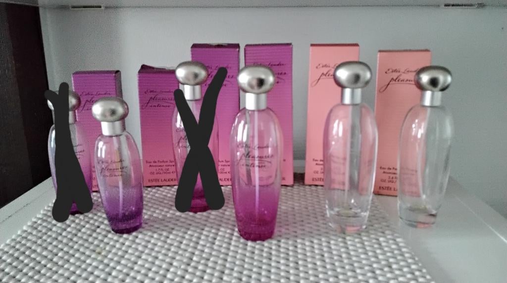 Flacon vide Pleasures intense et de Pleasures d'Estee Lauder, Enlèvement ou Envoi, Comme neuf, Bouteille de parfum