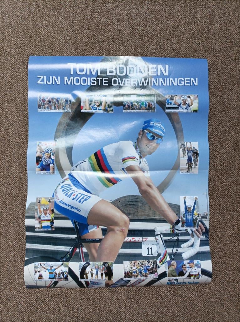 Poster Tom Boonen, Rechthoekig Staand, Ophalen of Verzenden, Zo goed als nieuw, Sport