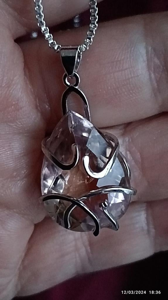 Sterling zilveren hanger met grote Boliviaanse ametrine, Overige kleuren, Nieuw, Ophalen of Verzenden, Met edelsteen