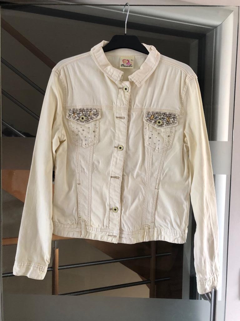 Lichtgeel jeansvest maat large merk Omoda, Maat 42/44 (L), Ophalen of Verzenden, Zo goed als nieuw, Geel