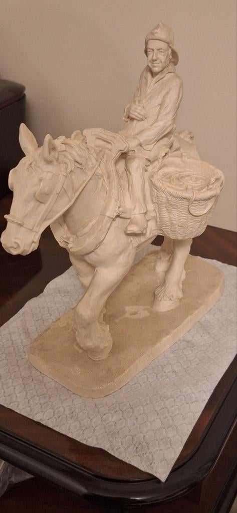 Belle statue en argile de polder « Horse Fisherman », Enlèvement ou Envoi