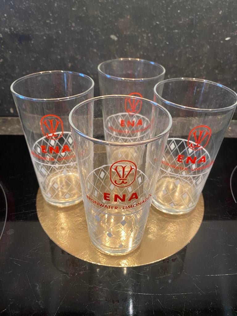4 x ENA glas fris / brouwerij ENAME, Verzamelen, Ophalen of Verzenden, Gebruikt, Glas of Glazen, Overige merken