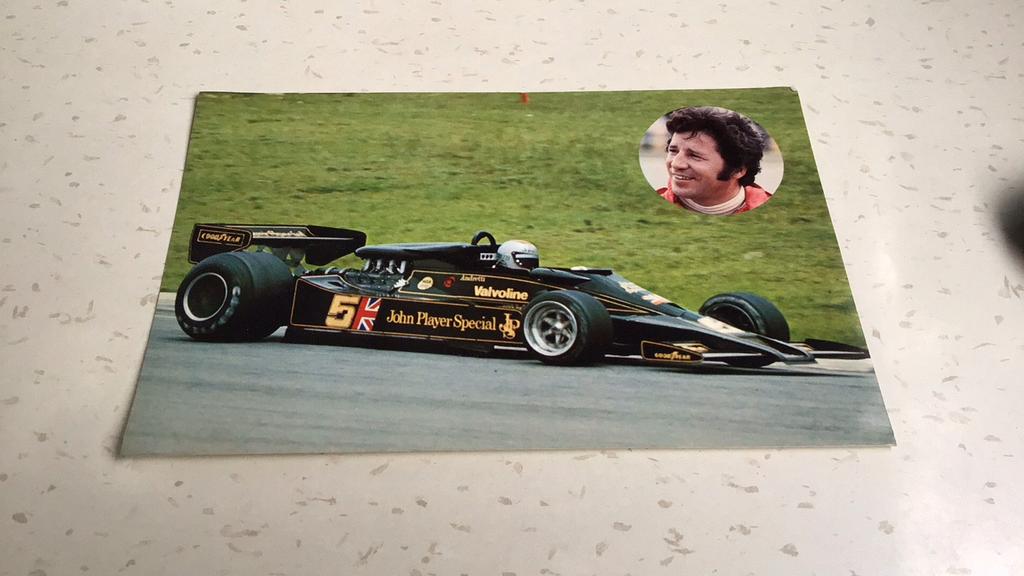 Post kaart Mario Andretti (x2a), Ophalen of Verzenden, Zo goed als nieuw, Overige onderwerpen, Prent