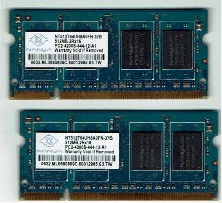 RAM pour PC portable 512 MB NANYA NT512T64UH8A0FN-37B, Computers en Software, RAM geheugen, Gebruikt, 533Mhz, Ophalen of Verzenden