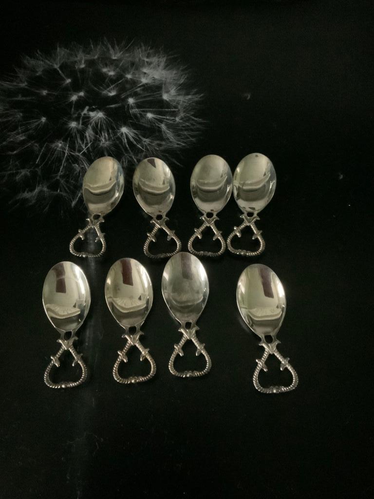 8 zilveren hapjes lepel, Antiek en Kunst, Ophalen, Zilver