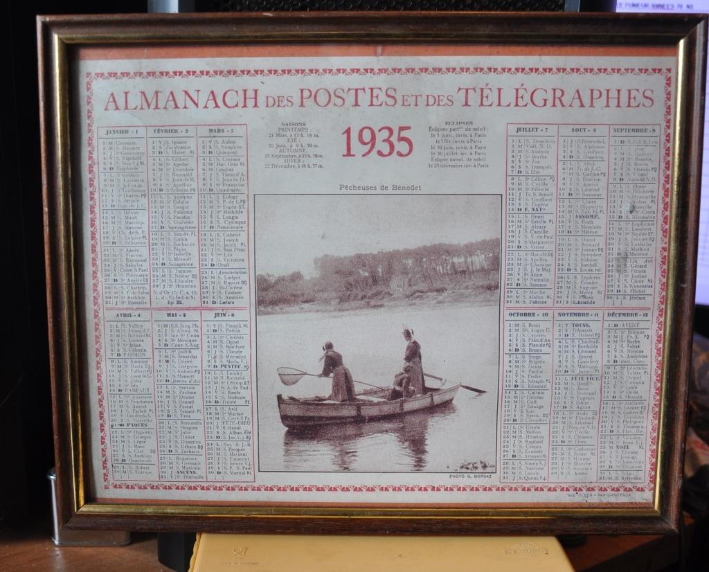 calendrier almanach des postes de 1935 en cadre, Enlèvement ou Envoi, Utilisé