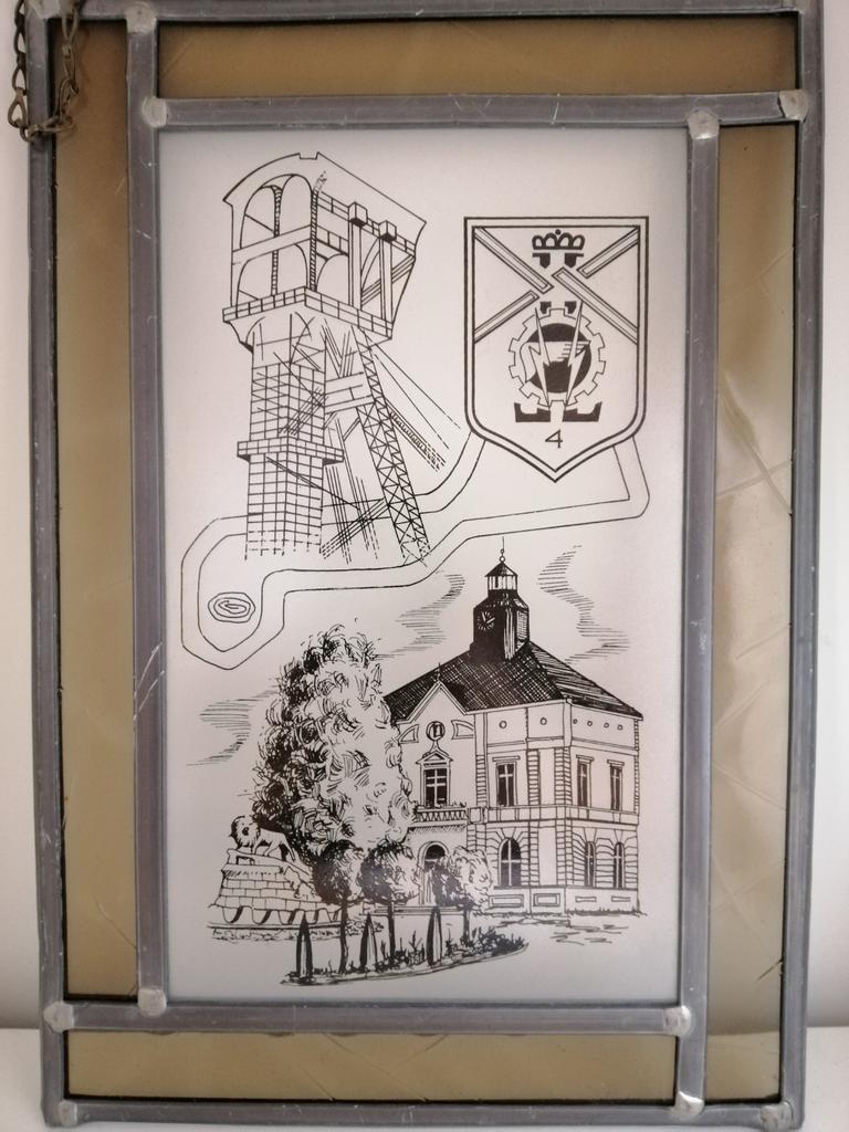 Glas in lood raam mijnbouw, Antiek en Kunst, Ophalen of Verzenden