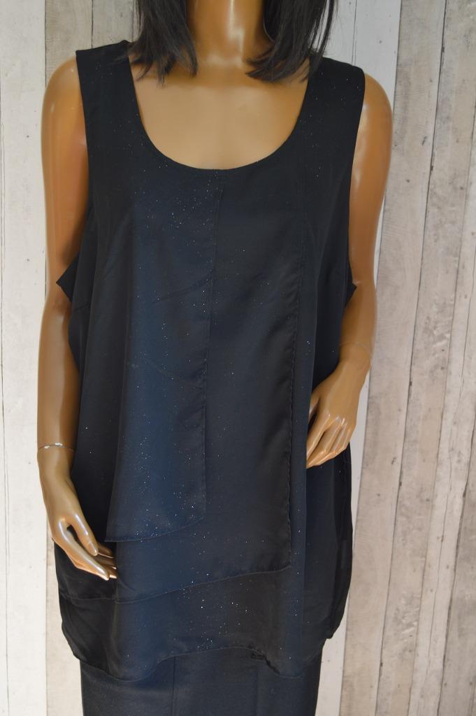 msmode topje voile glitters voor verschillend lagen zwart 48, Sans manches, Taille 46/48 (XL) ou plus grande, Enlèvement ou Envoi