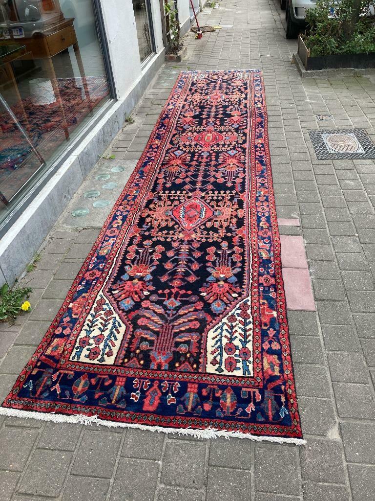 Handgeknoopt Perzisch loper tapijt Heriz 503 x 107 cm, Ophalen of Verzenden, Perzisch