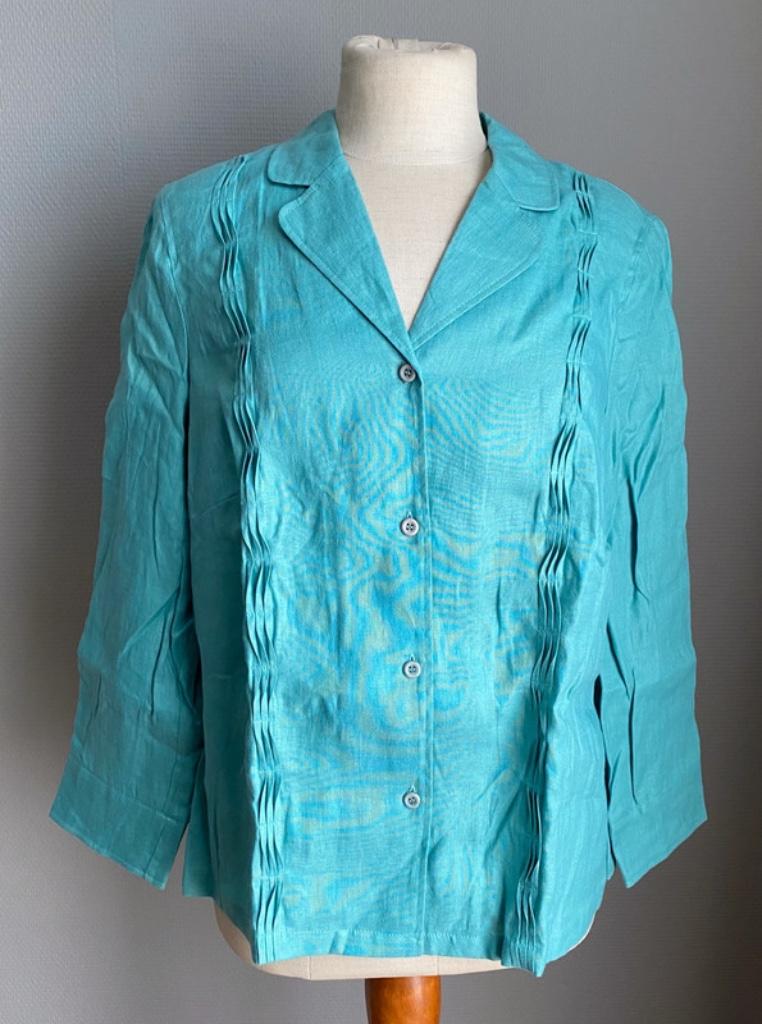 Groene linnen blouse Mayerline Brussels maat 44, Taille 42/44 (L), Comme neuf, Vert, Mayerline Brussels