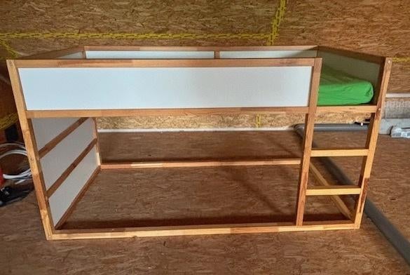 Hoogslaper houten bed omkeerbaar "Kura" Ikea (gedomenteerd), Ophalen, Gebruikt, Hoogslaper