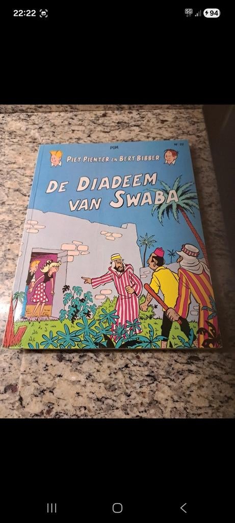 Strip piet pienter en bert bibber de diadeem van swaba, Boeken, Ophalen of Verzenden