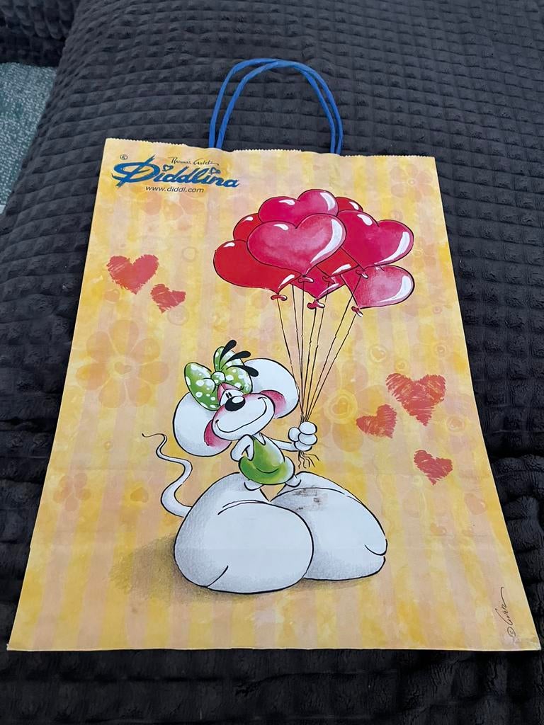 Diddl grand  sac papier  Diddlina  ballons en forme de cœur, Enlèvement ou Envoi, Diddl, Comme neuf